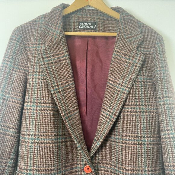Vintage Poly/Wool Tweed Check Blazer - Size M - Picture 3 of 15